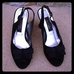 Stuart Weizmann vintage black peep toe pumps,  8 B